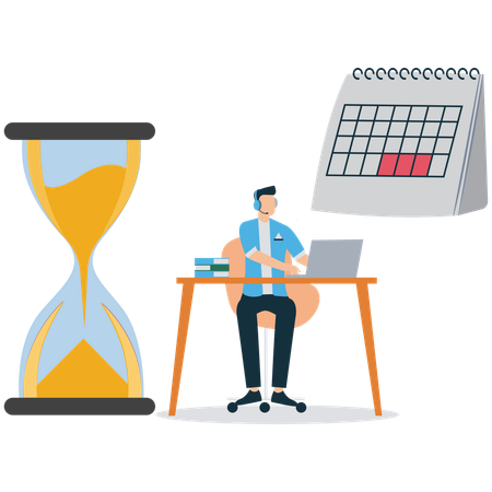 Businessman working on business time  Illustration