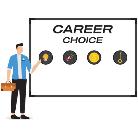 Businessman working on career choice  Illustration