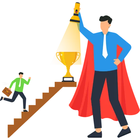 Businessman working on career growth  Illustration