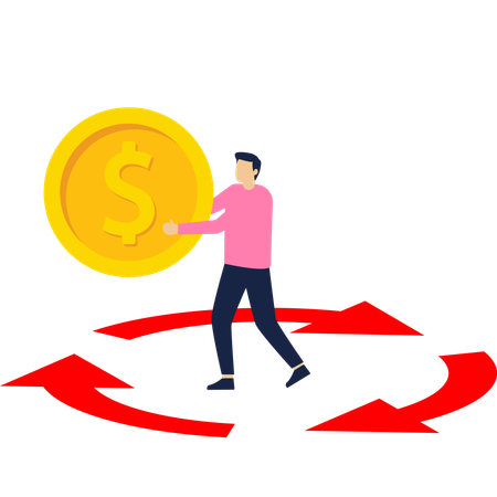 Businessman working on cash back  Illustration