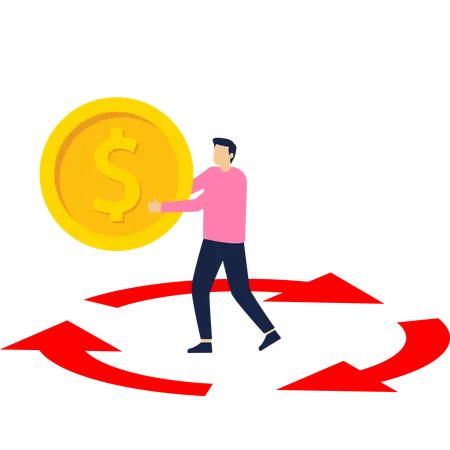 Businessman working on cash back  Illustration