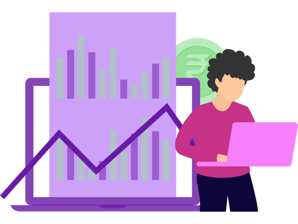 Businessman working on chart  Illustration