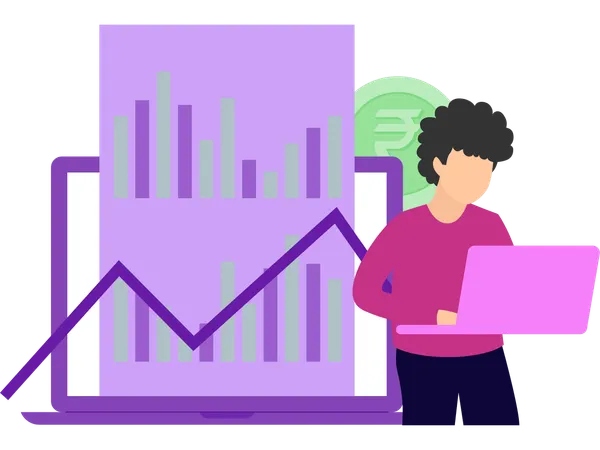 Businessman working on chart  Illustration
