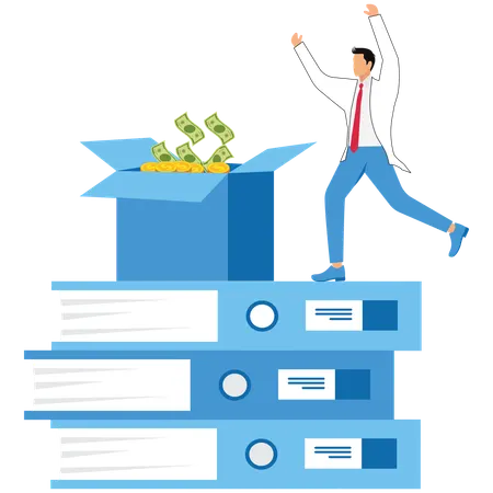 Businessman working on client responses  Illustration