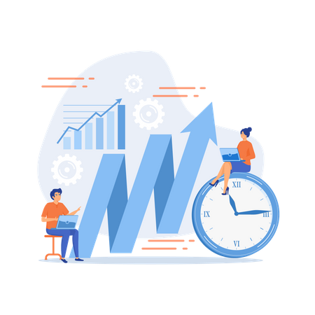 Businessman working on clock hand  Illustration