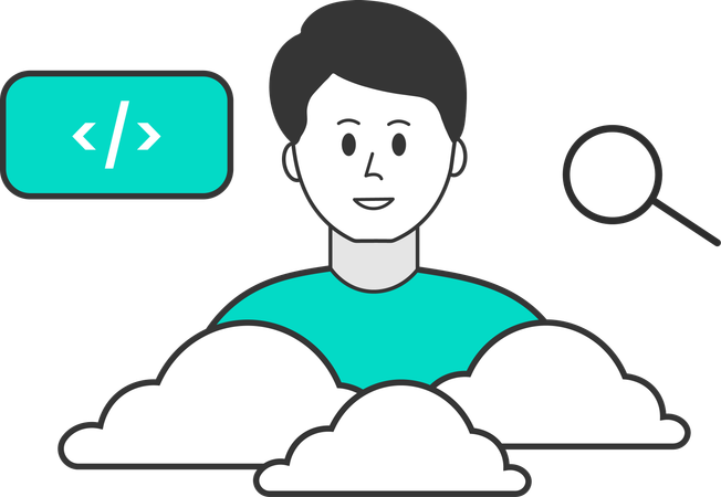 Businessman working on cloud coding  Illustration