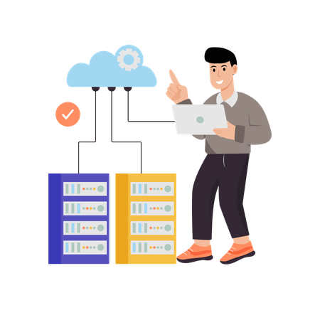 Businessman working on cloud engineering  Illustration