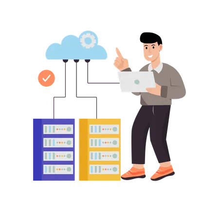 Businessman working on cloud engineering  Illustration