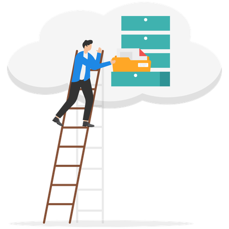 Businessman working on cloud folder  Illustration