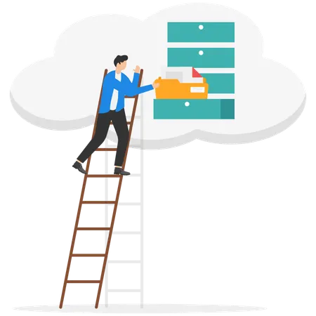 Businessman working on cloud folder  Illustration