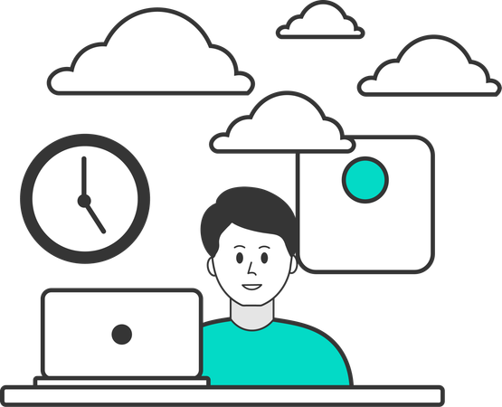 Businessman working on cloud network  Illustration