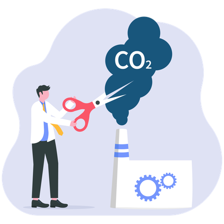 Businessman working on co2 reduction  Illustration