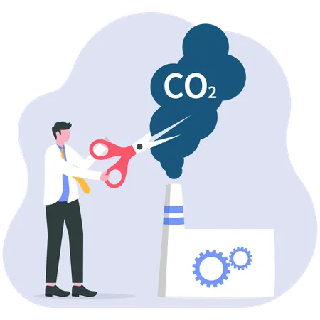 Businessman working on co2 reduction  Illustration