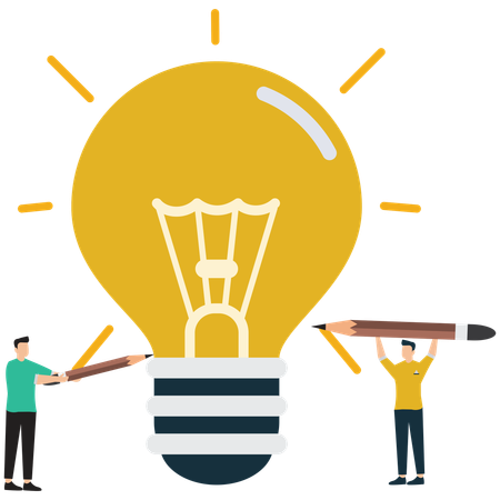 Businessman working on collaborative innovation  Illustration