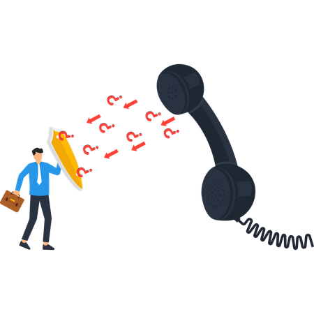Businessman working on communication crisis  Illustration