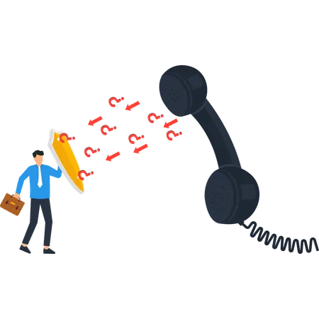 Businessman working on communication crisis  Illustration
