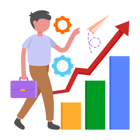 Businessman working on Company Growth  Illustration