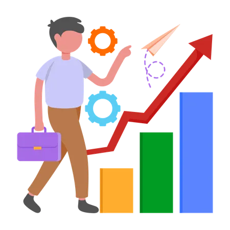 Businessman working on Company Growth  Illustration