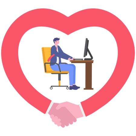 Businessman working on computer  Illustration