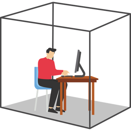 Businessman working on computer  Illustration