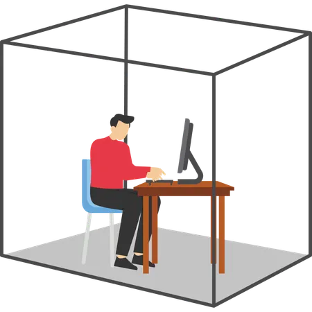 Businessman working on computer  Illustration