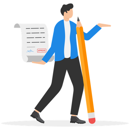Businessman working on contract agreement  Illustration