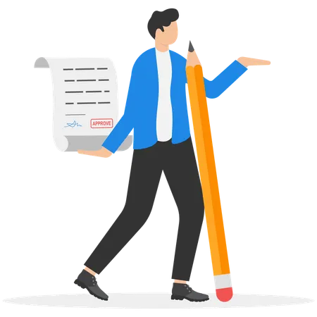 Businessman working on contract agreement  Illustration