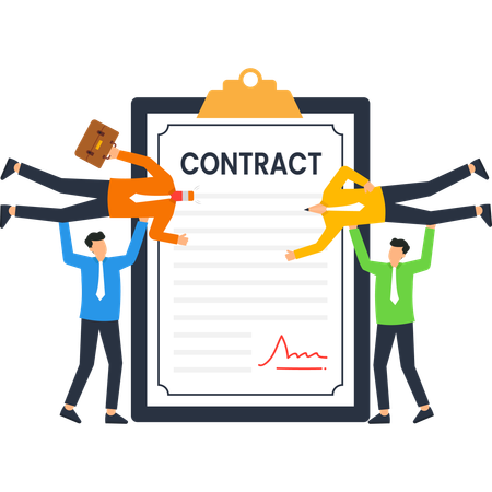 Businessman working on contract signing  Illustration