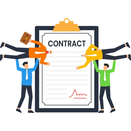 Businessman working on contract signing  Illustration
