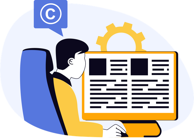 Businessman working on copyright ideas  Illustration