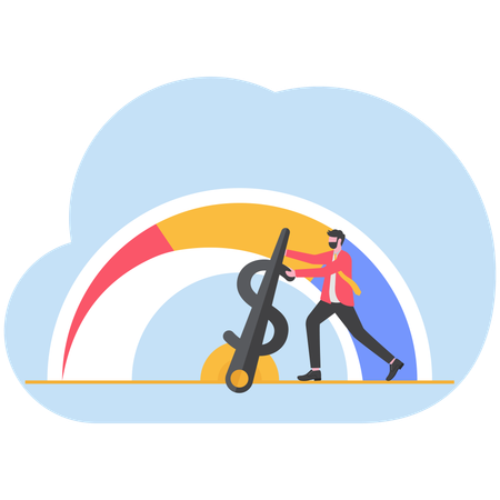 Businessman working on cost control  Illustration