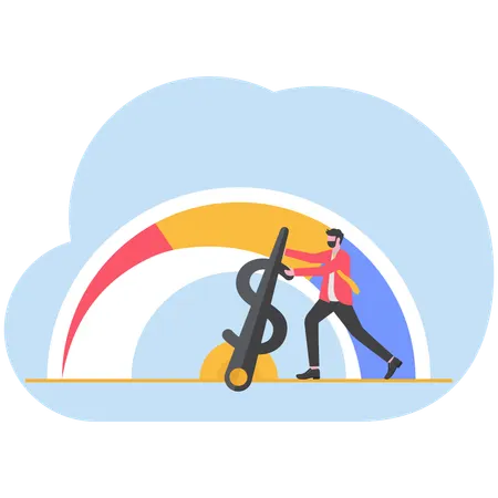 Businessman working on cost control  Illustration