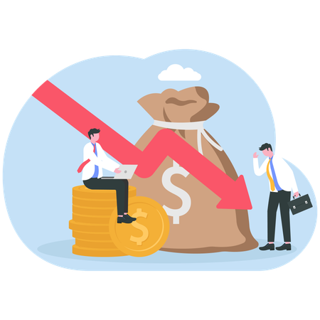 Businessman working on cost reduction  Illustration