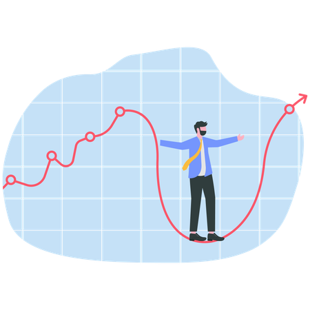 Businessman working on crash stock market  Illustration