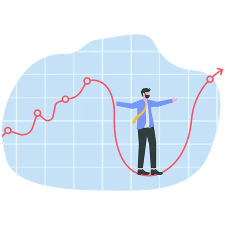 Businessman working on crash stock market  Illustration