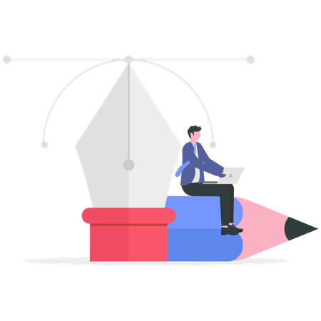 Businessman working on creative design  Illustration