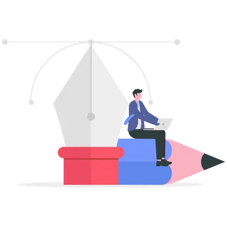 Businessman working on creative design  Illustration