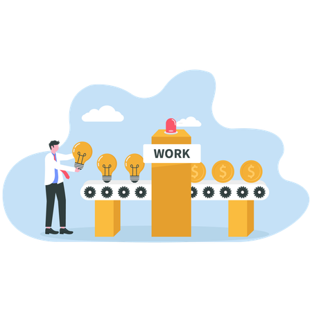 Businessman working on creative idea  Illustration