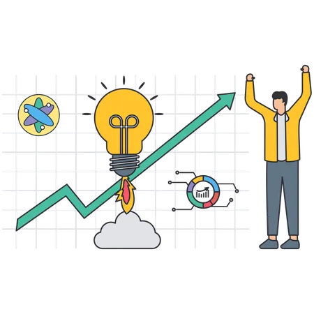 Businessman working on creative market  Illustration