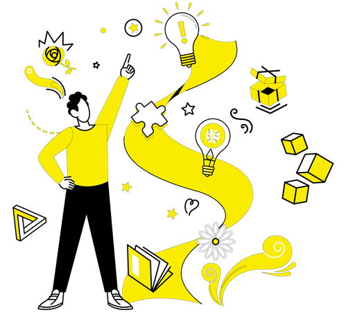Businessman working on creative process  Illustration