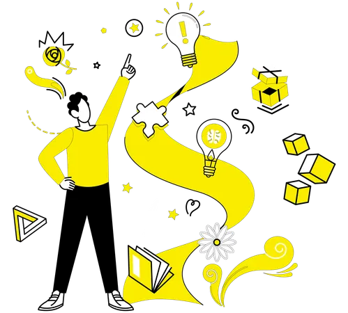 Businessman working on creative process  Illustration