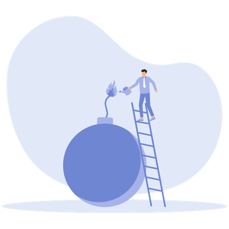 Businessman working on crisis management  Illustration