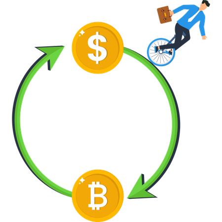 Businessman working on Cryptocurrency Exchange  Illustration