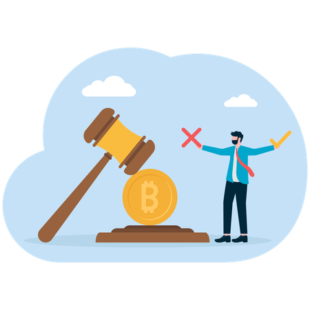 Businessman working on cryptocurrency legislation  Illustration