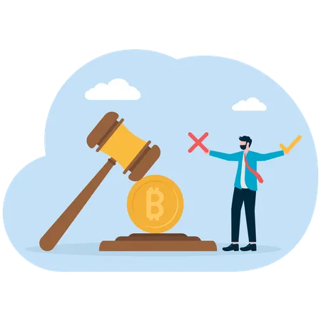 Businessman working on cryptocurrency legislation  Illustration