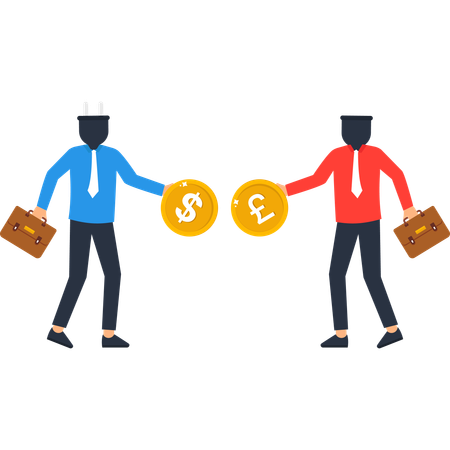 外貨両替に携わるビジネスマン  イラスト