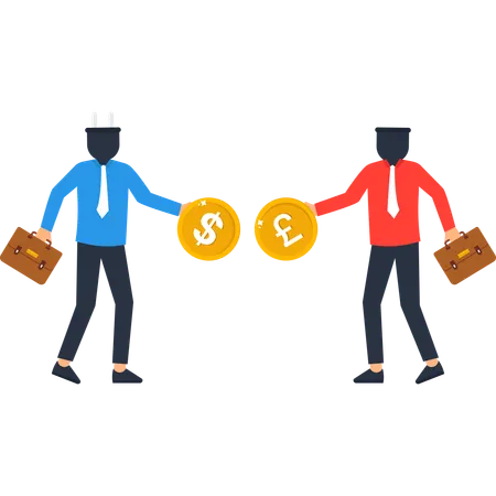 外貨両替に携わるビジネスマン  イラスト