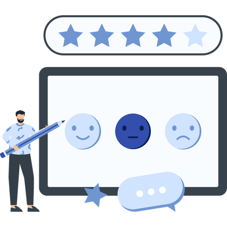 Businessman working on customer feedback  Illustration
