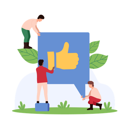 Businessman working on customer feedback  Illustration
