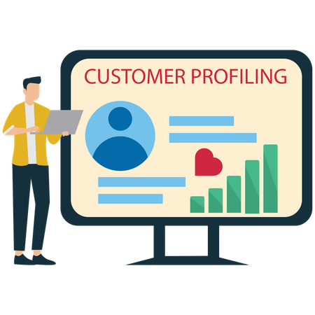 Businessman working on customer profiling  Illustration
